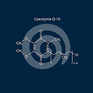 Vector CoQ10 Coenzyme Q10 Chemical Molecular Skeletal Formula