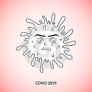 Vector Coronavirus COVID 2019 White Icon. Pandemic virus.