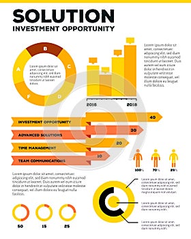 Vector corporate business template infographic with yellow chart