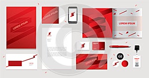 Vector corporate design for business artworks. Red elements. photo