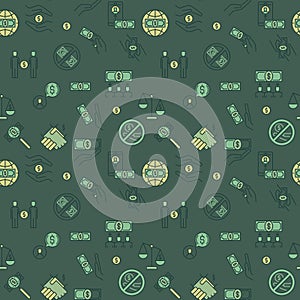Vector Corruption colored seamless pattern with dollar signs