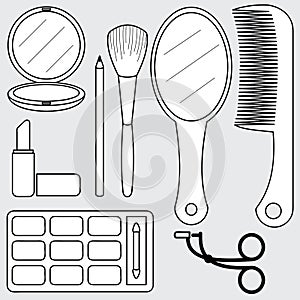 Vector of cosmetic accessories, icon