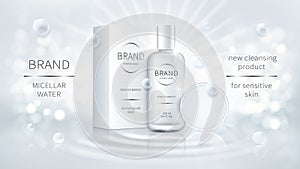 Vector cosmetic promo for micellar water photo