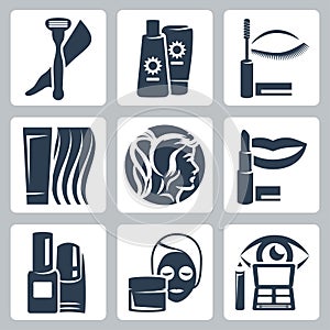 Vector cosmetology icons set