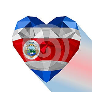 Vector Costa Rican heart, flag of the Republic of Costa Rica.