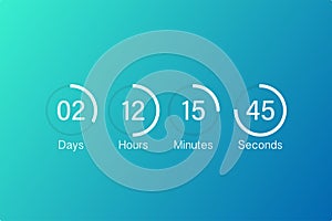 Vector countdown clock counter timer. Scoreboard of day, hour, minutes and seconds for web page coming soon event template