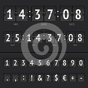 Vector countdown timer and scoreboard numbers