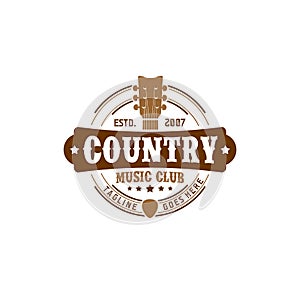 Vector Country Music Club Typography Logo Design Inspiration