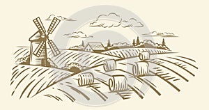 Vector countryside landscape