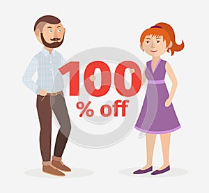 Vector/ couple hold 100 % off sign