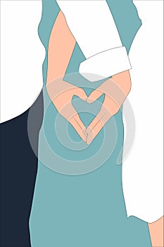 Vector couple making a heart with their hands vector illustration