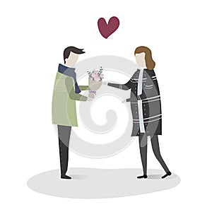 Vector of couple showing love to each other photo