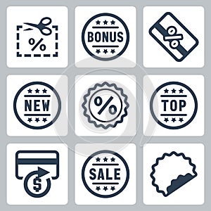 Vector coupon and discount related icons