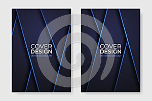 Vector cover design. Abstract Dark gray and blue luxury brochure in A4 size flyer design. Vertical orientation front