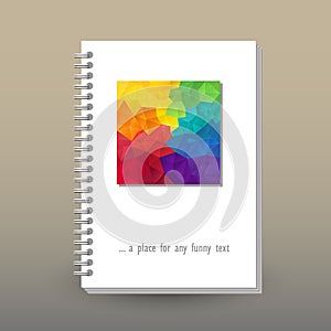 Vector cover of diary or notebook with ring spiral binder layout brochure concept - full color rainbow spectrum - p