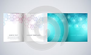 Vector covers or brochure for medicine, science and digital technology. Geometric abstract background with hexagons