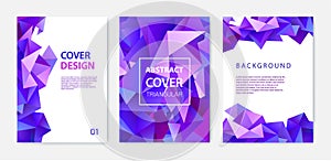 Vector covers templates set with graphic geometric elements, facet abstract posters, brochures, banners.
