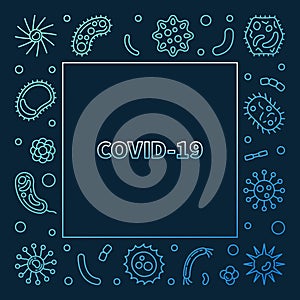 Vector Covid-19 Virus concept colored outline frame