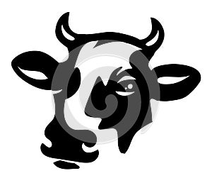 Vector Cow Head isolated on white background.