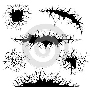 Vector cracks, cracked ground and cracked wall