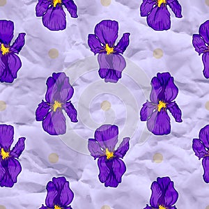 Vector craft paper with iris flowers