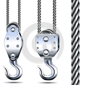 Vector Crane Hooks and Steel Rope