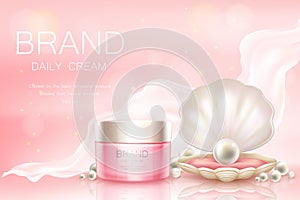 Vector daily cream in jar, cosmetic background