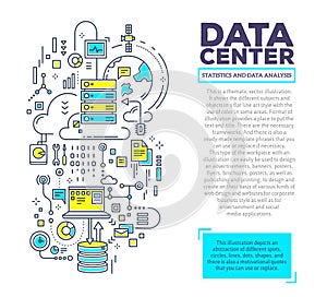 Vector creative concept illustration of data center with header