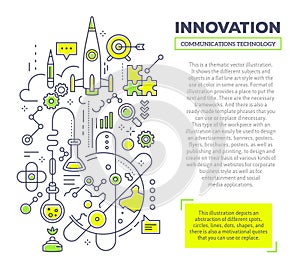 Vector creative concept illustration of innovation with header a