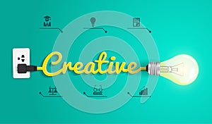 Vector creative concept with light bulb idea