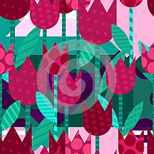 Vector creative floral seamless pattern. Flat illustration with