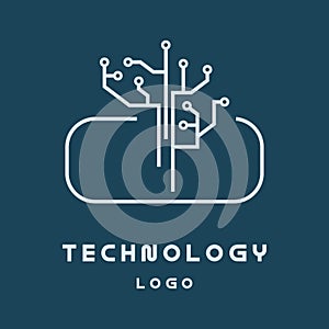 Vector creative icon - stylish logo geometric design. Technology electronic emblem