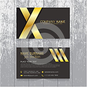 Vector Creative leaf business card gold and black design of text