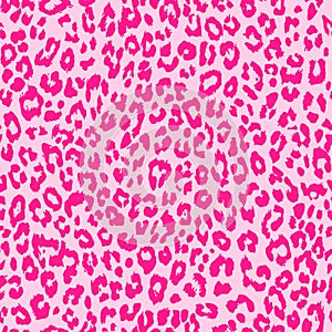 Vector creative leopard seamless pattern design in pink color.