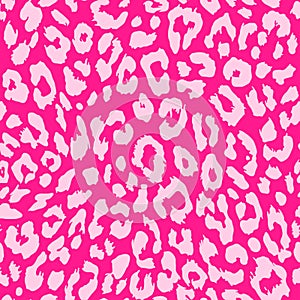 Vector creative leopard seamless pattern design in pink color.