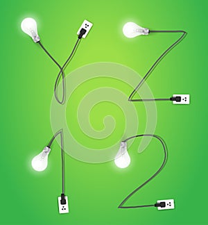 Vector creative light bulb idea alphabet design