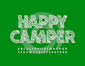 Vector creative logo Happy Camper. Sketched Alphabet set