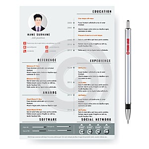 Vector creative minimalist cv resume template with two pages.