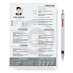 Vector creative minimalist cv resume template with two pages.