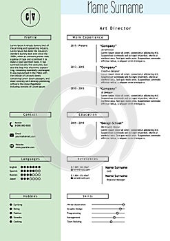 Vector creative resume template. Minimalist style