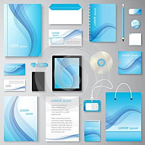 Vector creative wave corporate identity set of Stationery Branding.