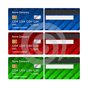 Vector Credit Card set. Business design template layout. Two sides