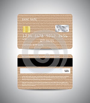 Vector credit cards set with cardboard paper background design