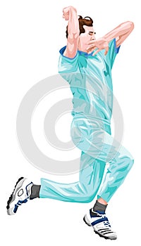 Vector of cricket bowler in action