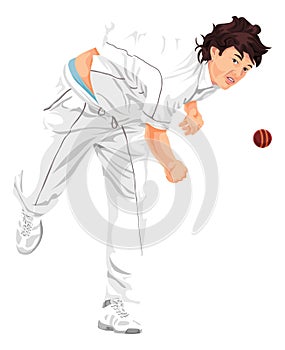Vector of cricket bowler propelling the ball