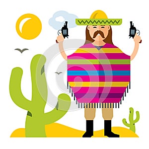 Vector Crime in Mexico. Flat style colorful Cartoon illustration.