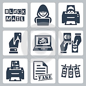 Vector criminal activity icons set