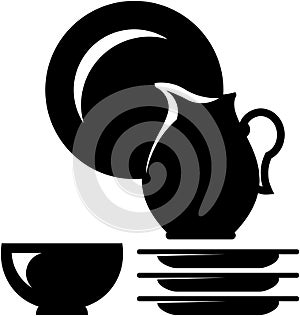 Vector crockery illustration - Dishware