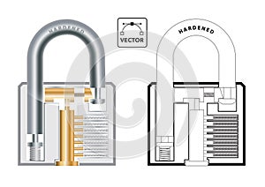 Vector cross section of a typical padlock