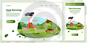 Vector crossplatform illustration girl and dog run